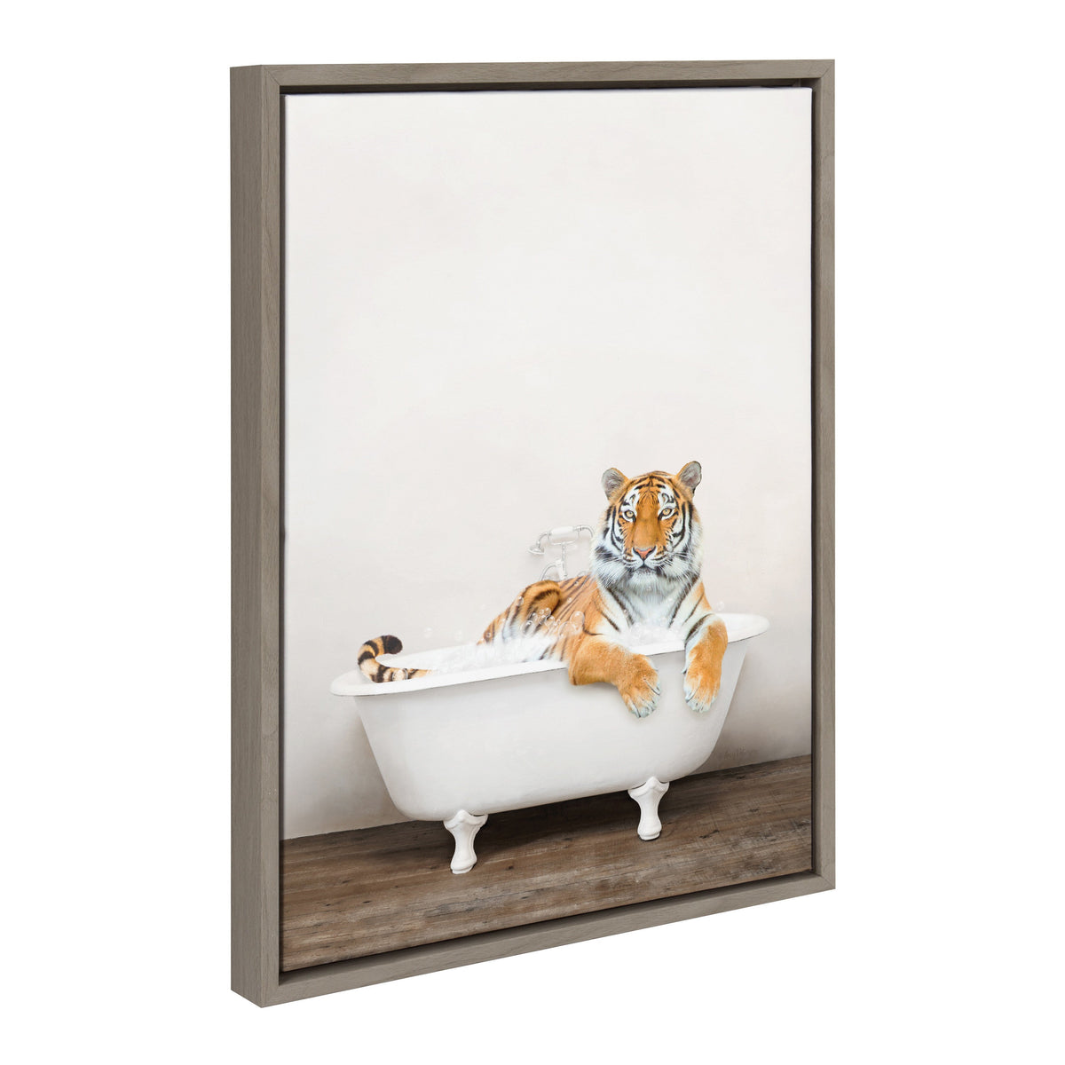 Sylvie Bengal Tiger in Rustic Bath Framed Canvas by Amy Peterson Art Studio