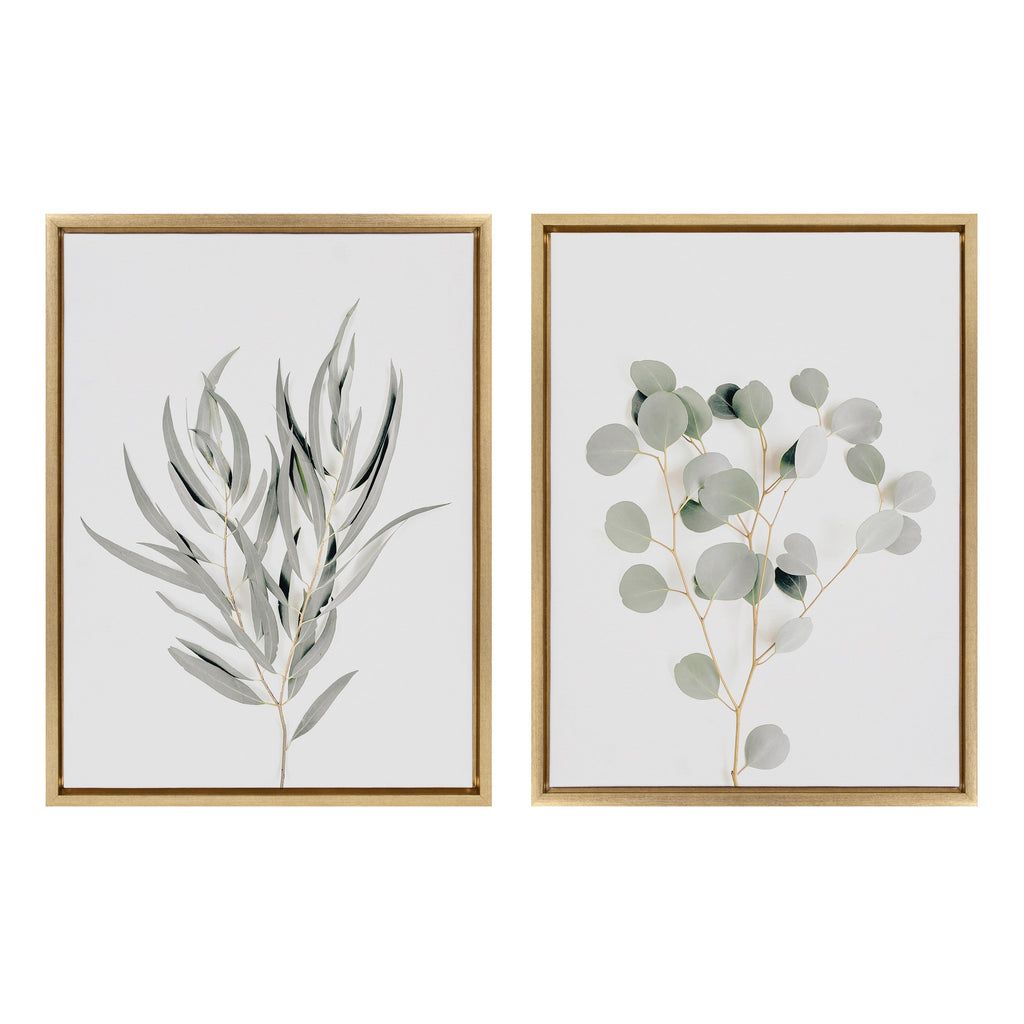 Sylvie Neutral Botanical 1 and 2 Framed Canvas Set of 2 by The Creative Bunch Studio