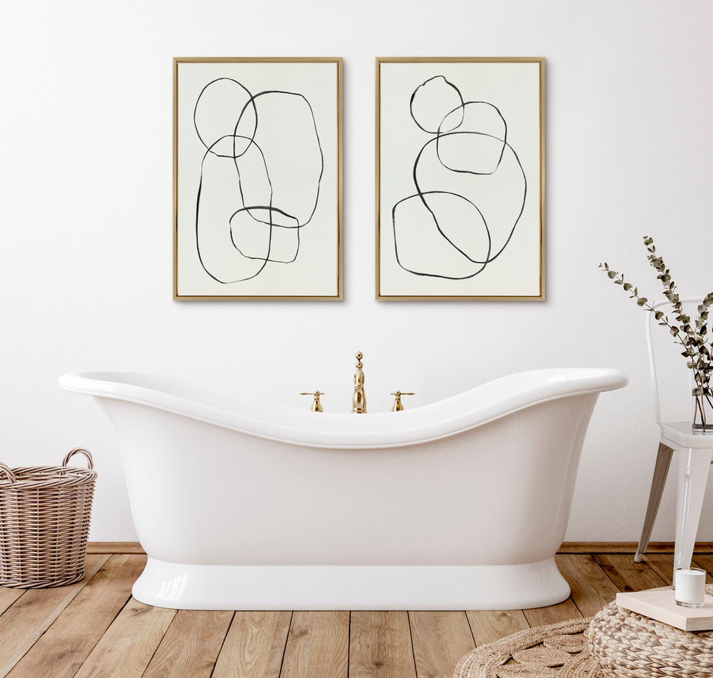 Sylvie Going in Circles Framed Textured Canvas Set of 2 by Teju Reval of SnazzyHues