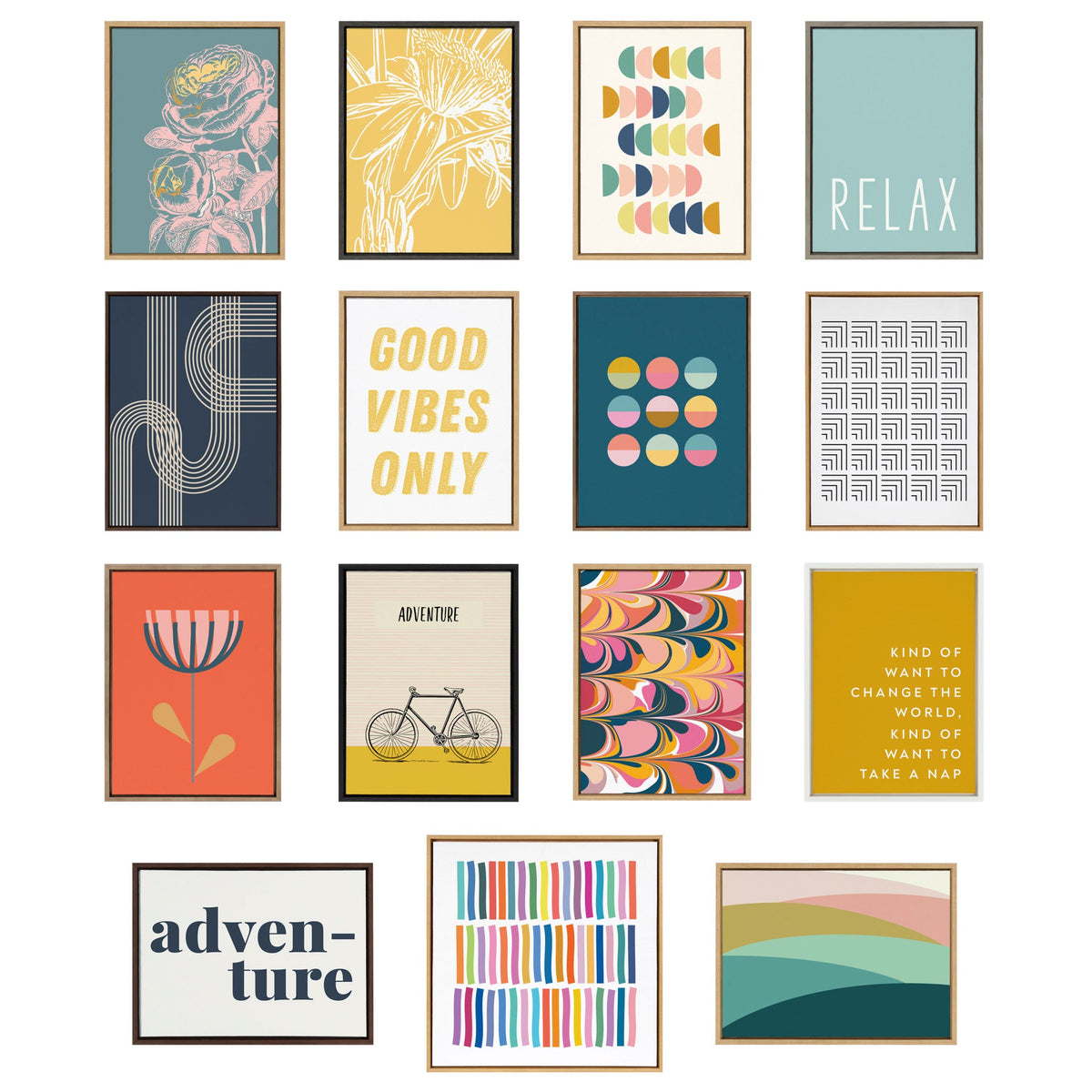 Sylvie Colorful Bike Left and Right Framed Canvas Set of 2 by Apricot and Birch