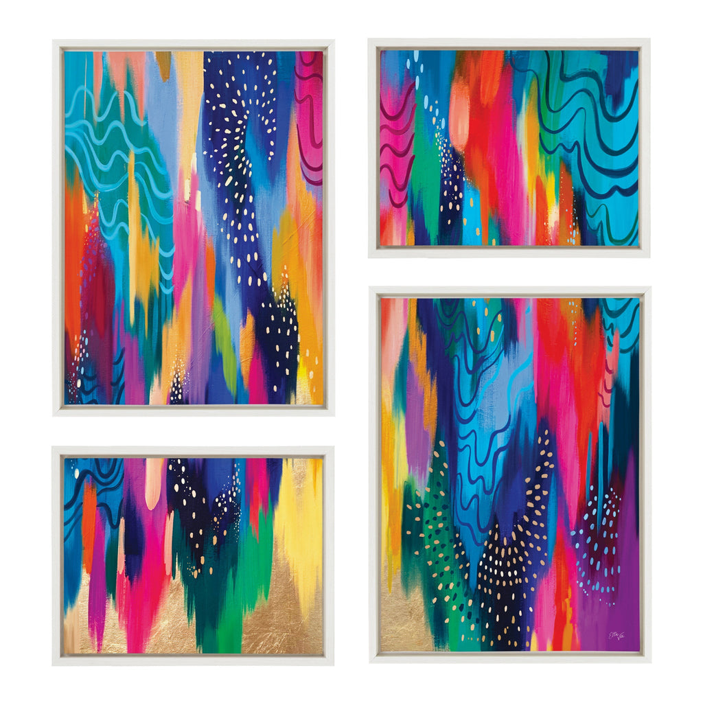 Sylvie EV Brushstroke 128 Framed Canvas Art Set of 4 by Jessi Raulet of Ettavee