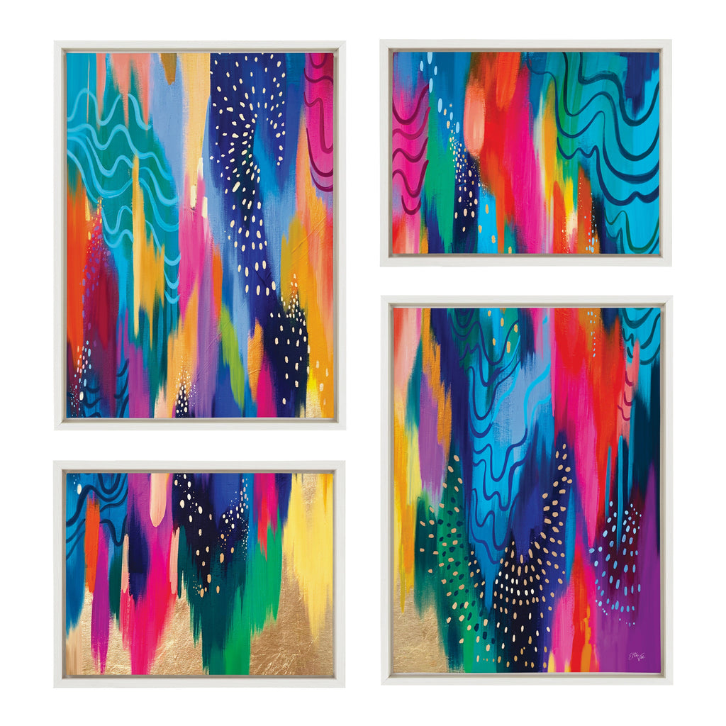 Sylvie EV Brushstroke 128 Framed Canvas Art Set of 4 by Jessi Raulet of Ettavee