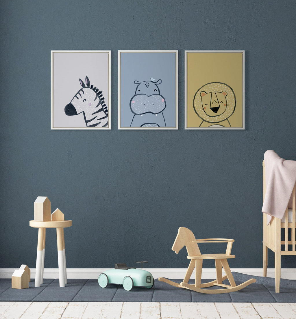 Sylvie Inky Lion Framed Canvas by Lauradidthis