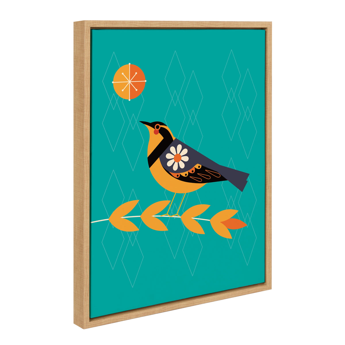 Sylvie Varied Thrush Framed Canvas by Amber Leaders Designs