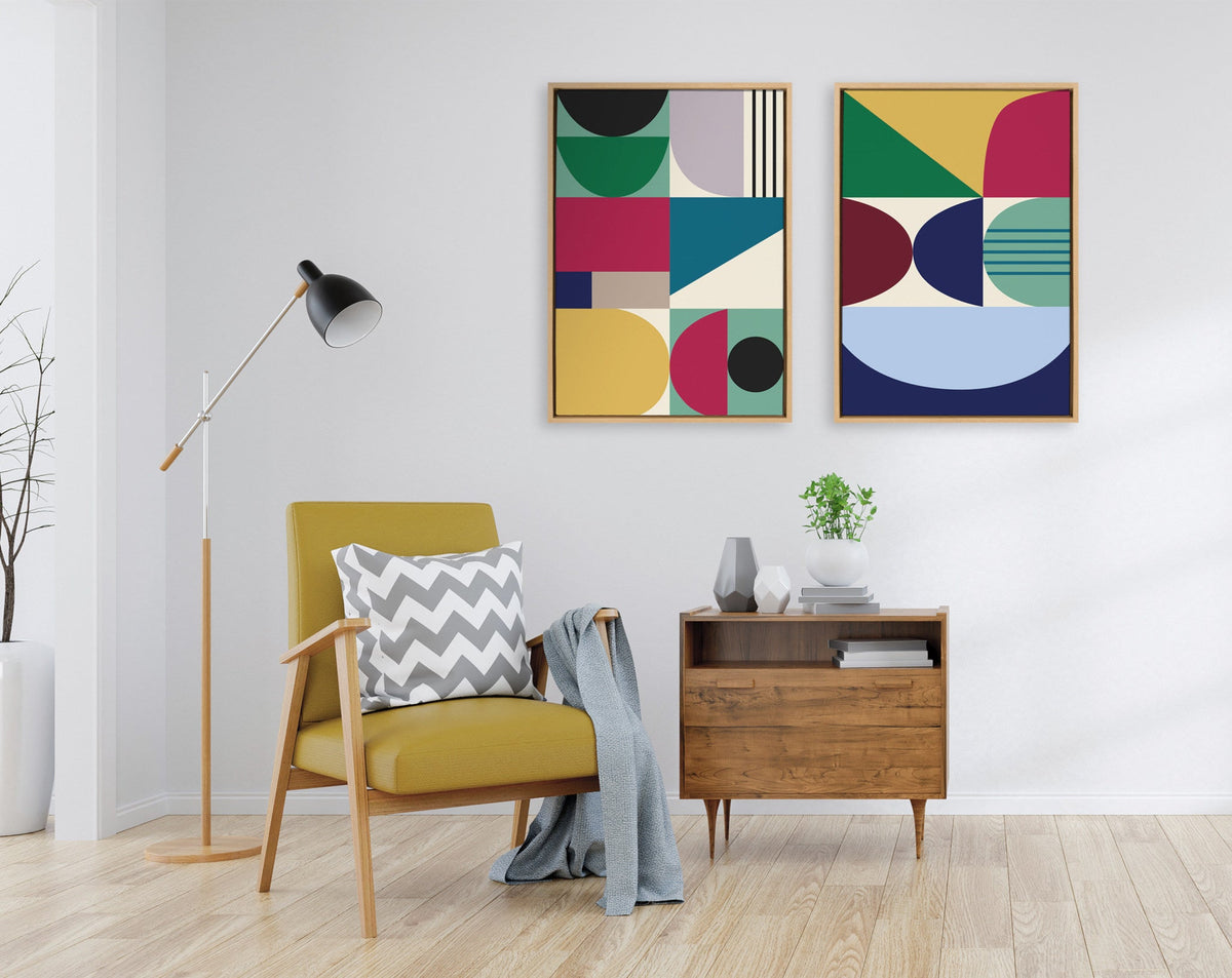 Sylvie MCM Pattern 10 and 11 Framed Canvas Set of 2 by Rachel Lee of My Dream Wall