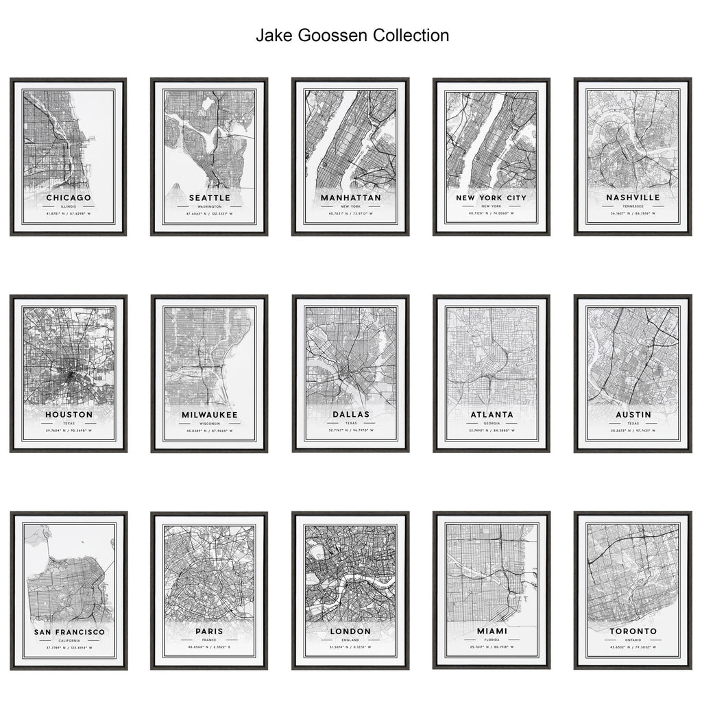 Sylvie Miami Modern Map Framed Canvas by Jake Goossen