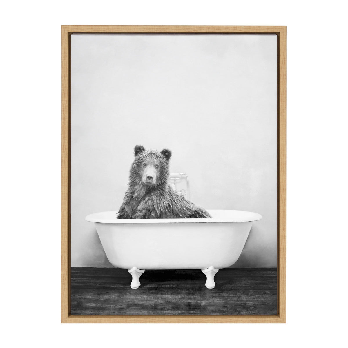 Sylvie Bear in the Tub Framed Canvas by Amy Peterson Art Studio