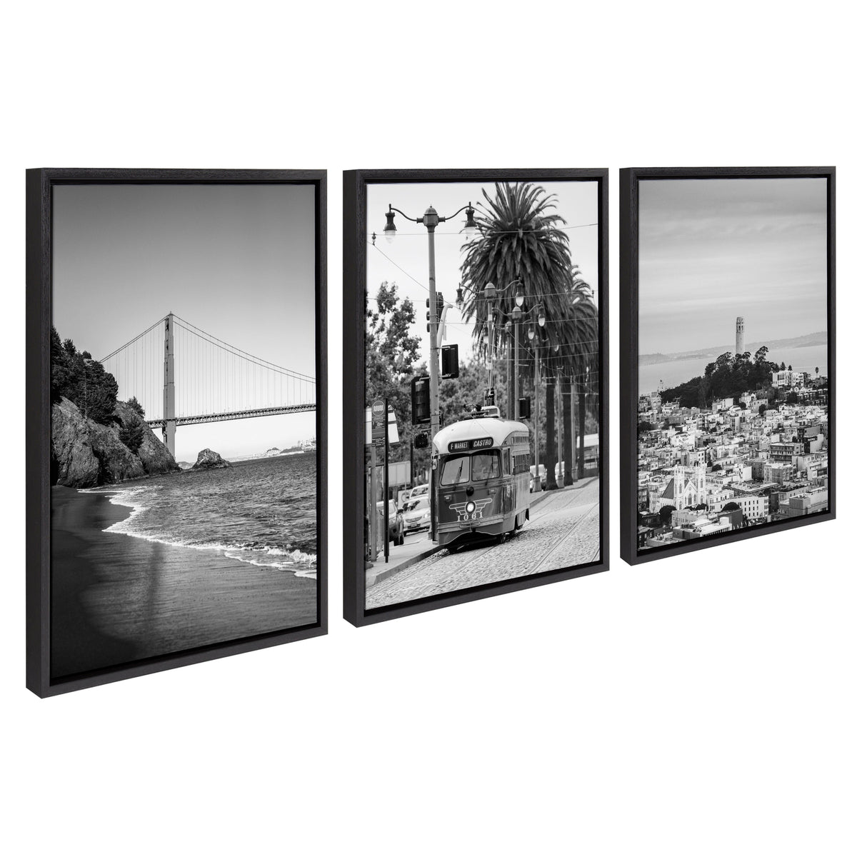 Sylvie San Francisco Black and White Framed Canvas Art Set by Crystal Lynn Collins