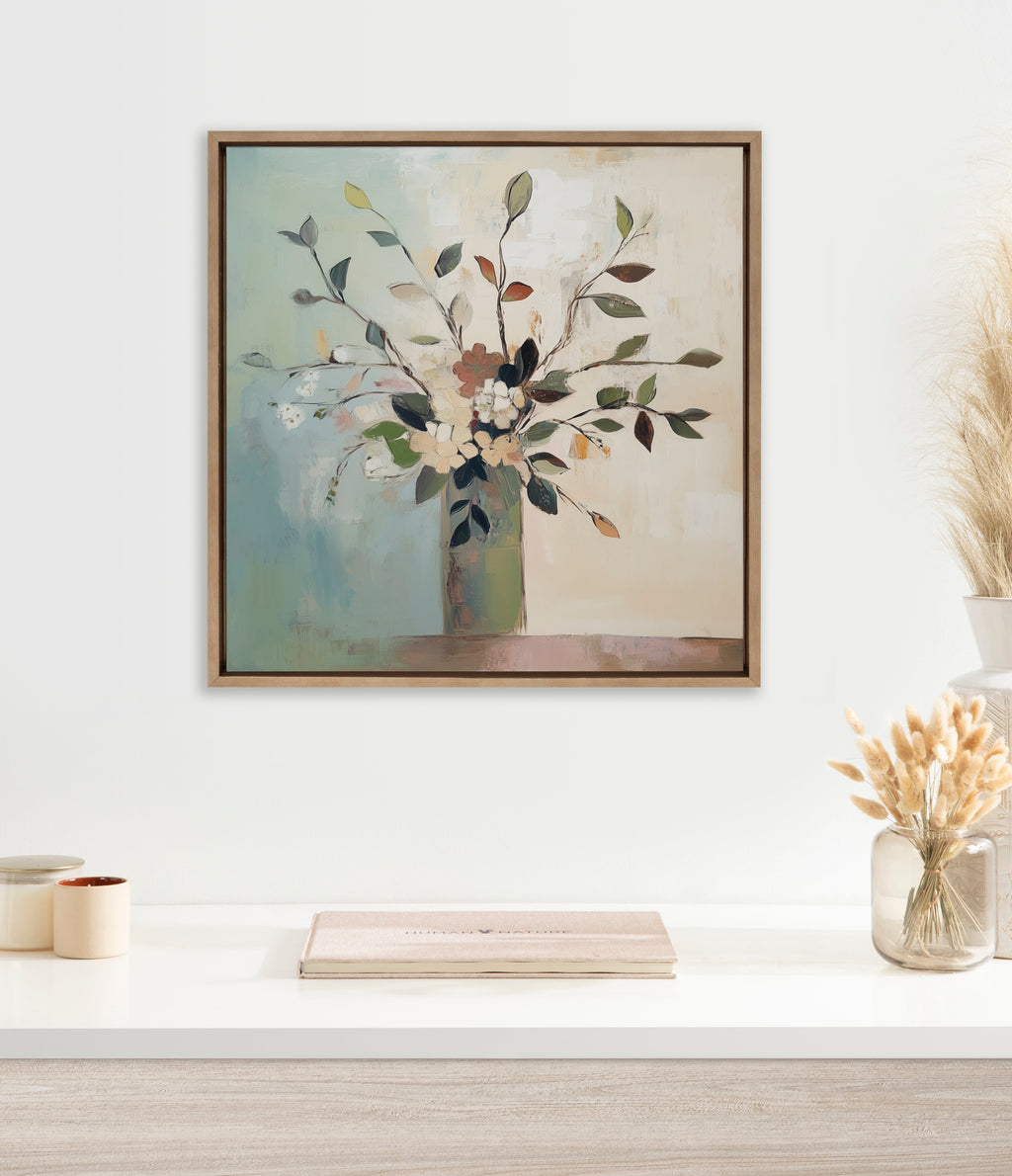 Sylvie Traditional Boho Floral Botanical II Framed Canvas by The Creative Bunch Studio