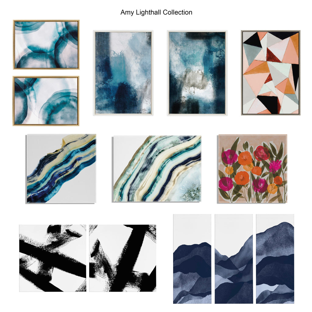 Sylvie Neutral Mod Abstraction Black and White Framed Canvas by Amy Lighthall