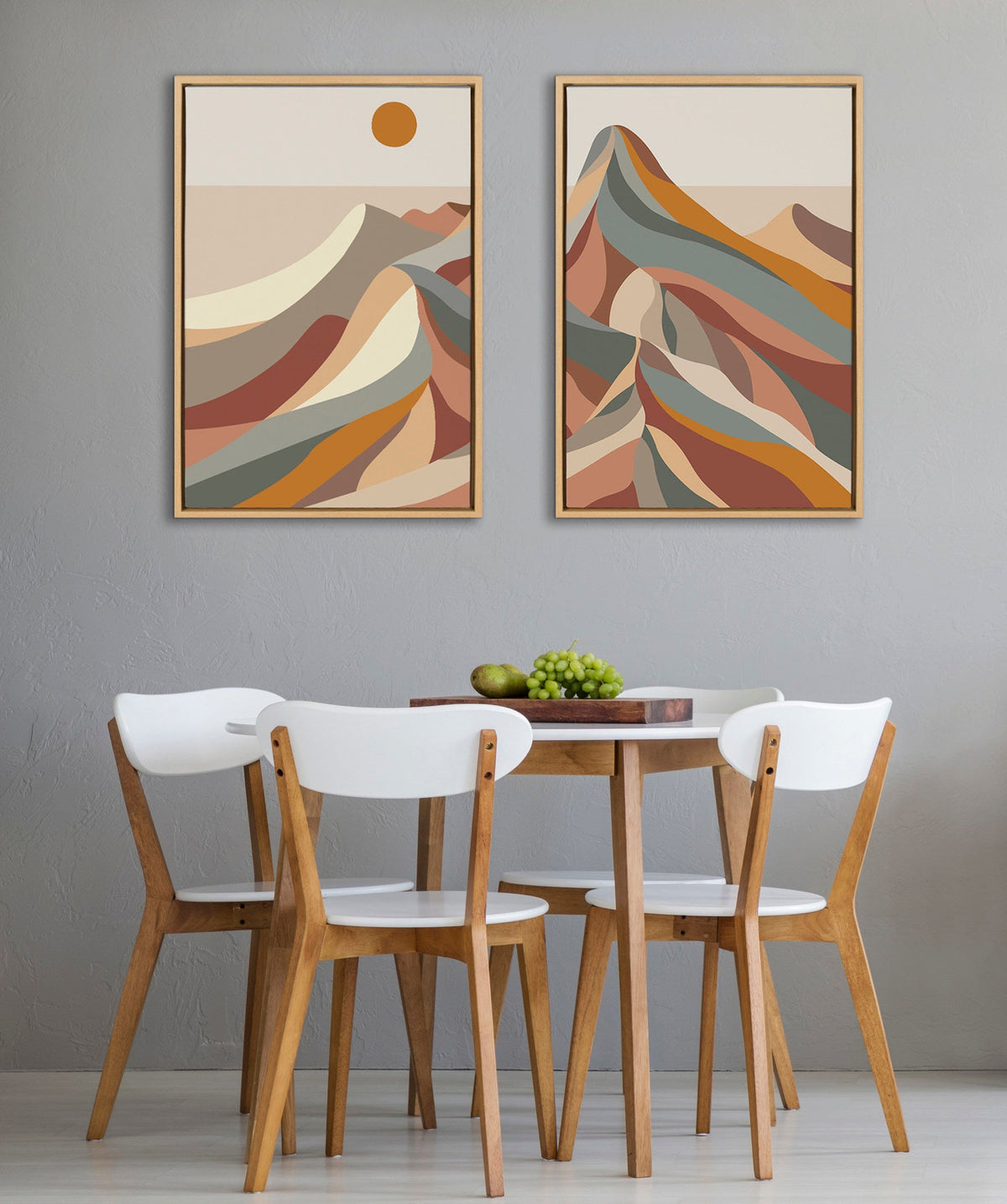 Sylvie Mid Century Modern Mountains Framed Canvas Set of 2 by Rachel Lee of My Dream Wall