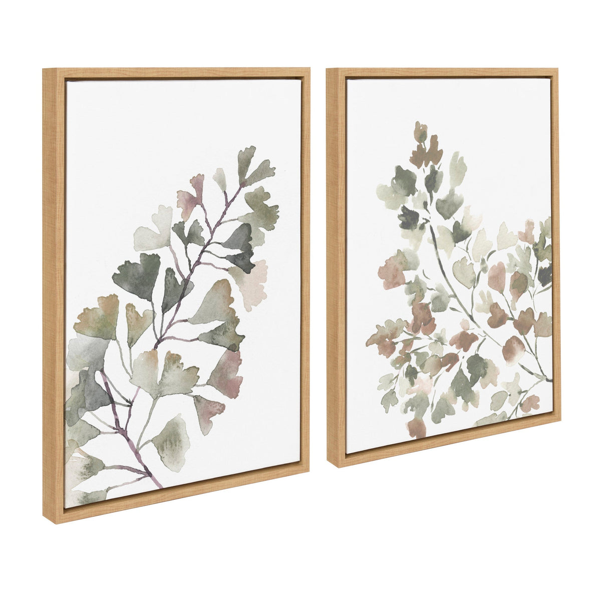Sylvie Botanical Soft Splitfern and Botanical Soft Maiden Framed Canvas Set of 2 by Sara Berrenson