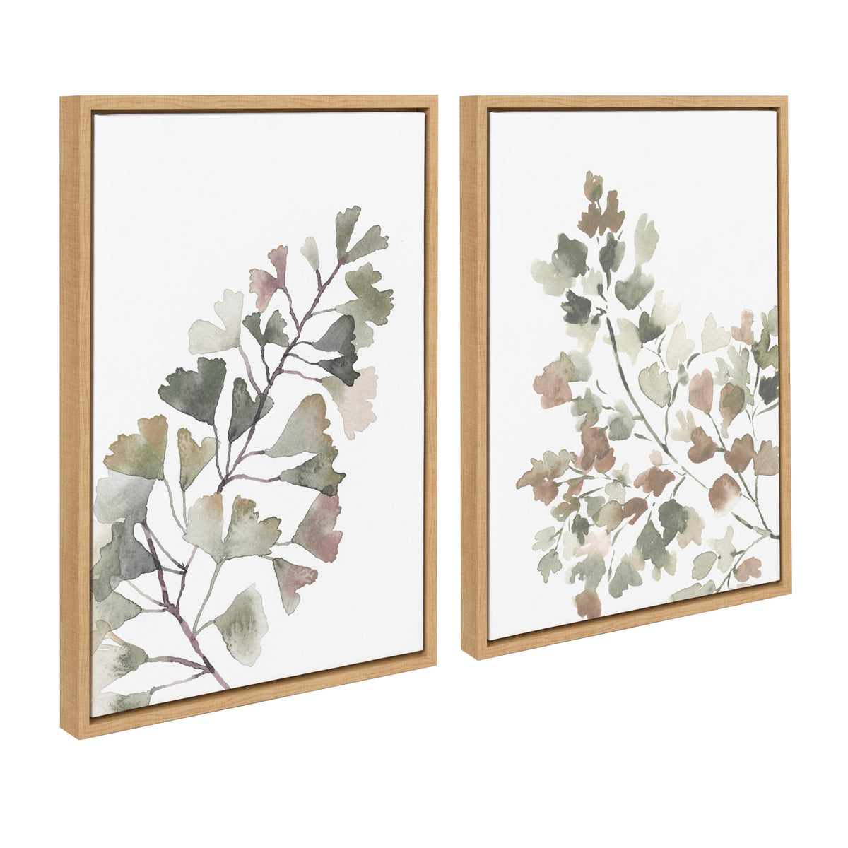 Sylvie Botanical Soft Splitfern and Botanical Soft Maiden Framed Canvas Set of 2 by Sara Berrenson