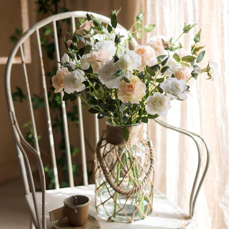 Artificial Silk Real Touch Blooming Rose Stem 25" Tall