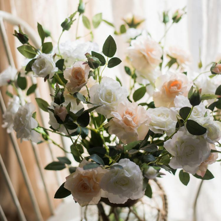 Artificial Silk Real Touch Blooming Rose Stem 25" Tall