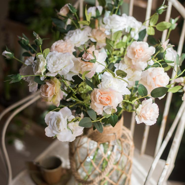 Artificial Silk Real Touch Blooming Rose Stem 25" Tall