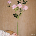 Artificial Silk-Look Real Touch Blooming Rose Stem in Pink 25" Tall