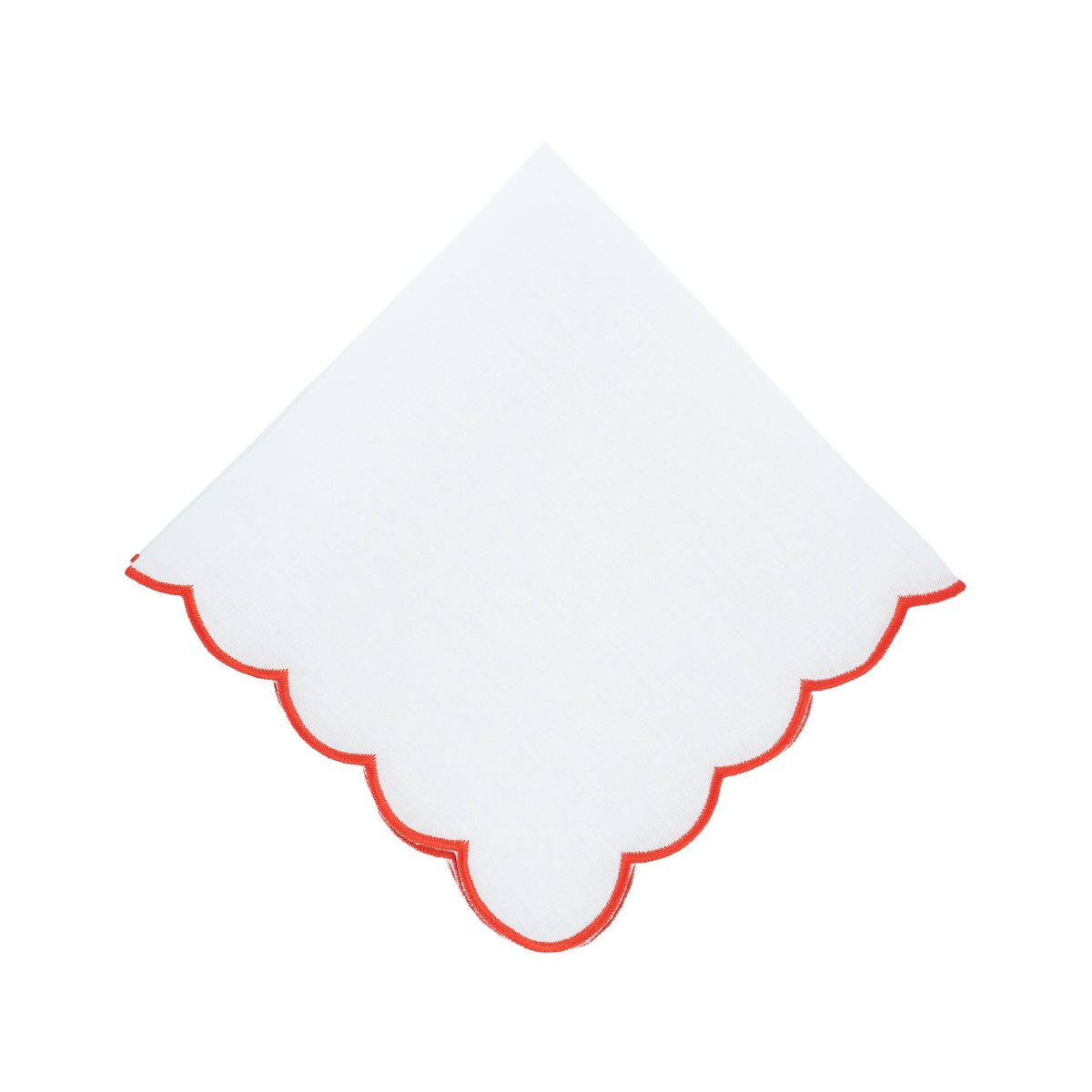 Red Scalloped Linen Napkins, Set of 4