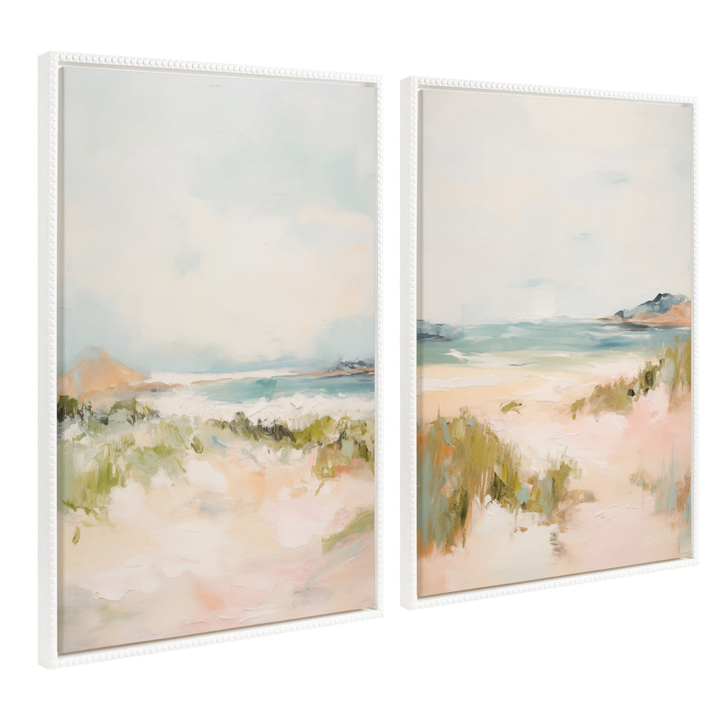 Sylvie Beaded Tranquil Landscape III and V Framed Canvas Art Set of 2 by Amy Lighthall