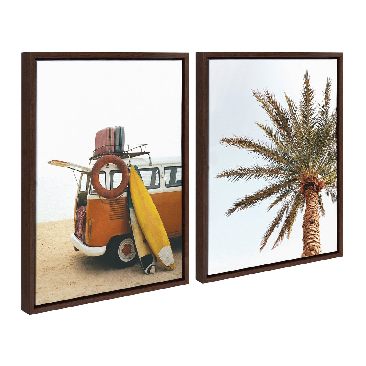 Sylvie Surfboard Paradise Framed Canvas Set of 2 by The Creative Bunch Studio
