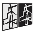 Sylvie Bold Sophisticated Abstract Black and White Stroke Framed Canvas Art Set of 2 by The Creative Bunch Studio