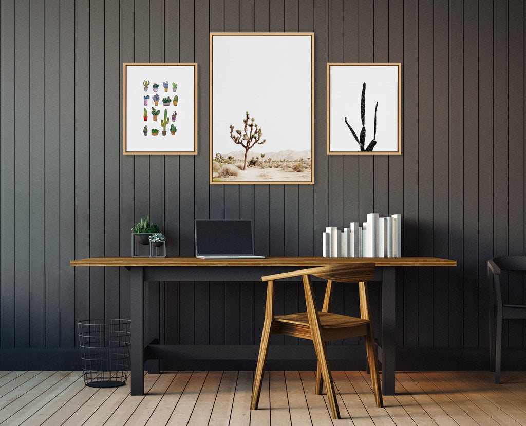 Sylvie Lone Joshua Tree, Group of Cacti and Film Grain Cactus 1 Framed Canvas Art Set of 3 by Various Artists