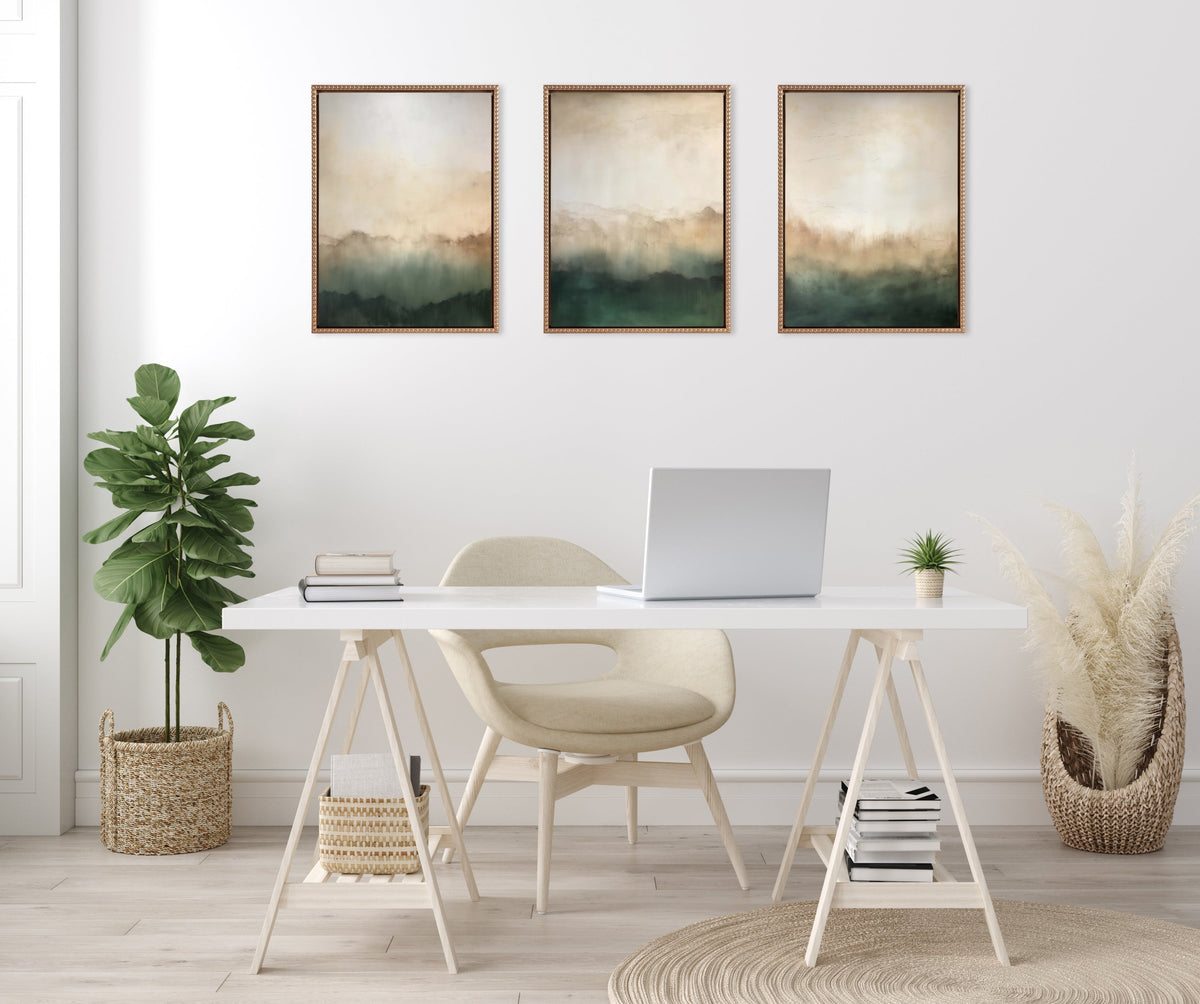 Sylvie Green Mountain Abstract I, II and III Framed Canvas Art Set of 3 by Amy Lighthall