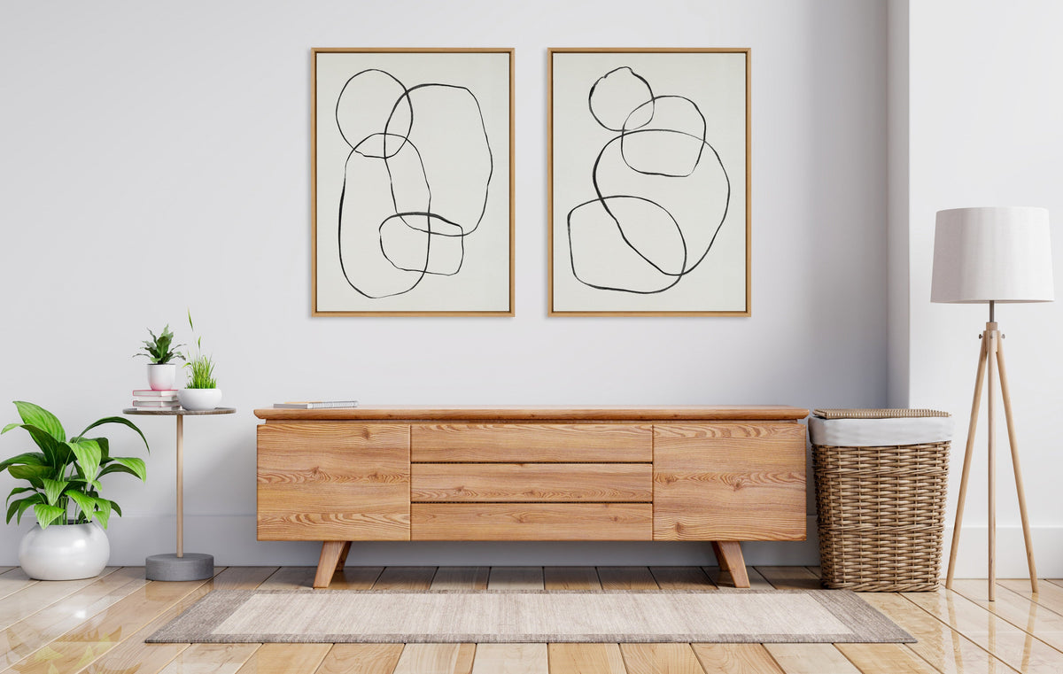 Sylvie Going in Circles Framed Textured Canvas Set of 2 by Teju Reval of SnazzyHues