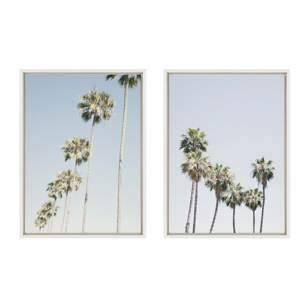Sylvie Palm tree Row and LA Summer Framed Canvas Set of 2 by Caroline Mint