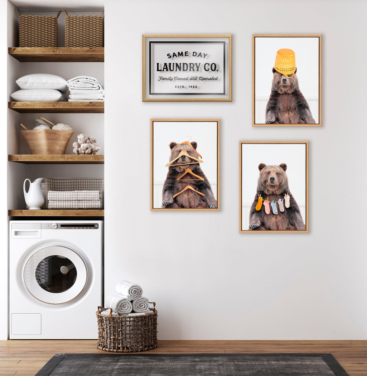 Sylvie Lost Socks Bear Framed Canvas by Amy Peterson Art Studio