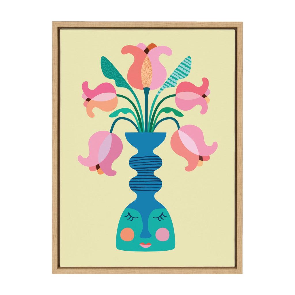Sylvie Mid Century Modern Tulips Framed Canvas by Rachel Lee of My Dream Wall