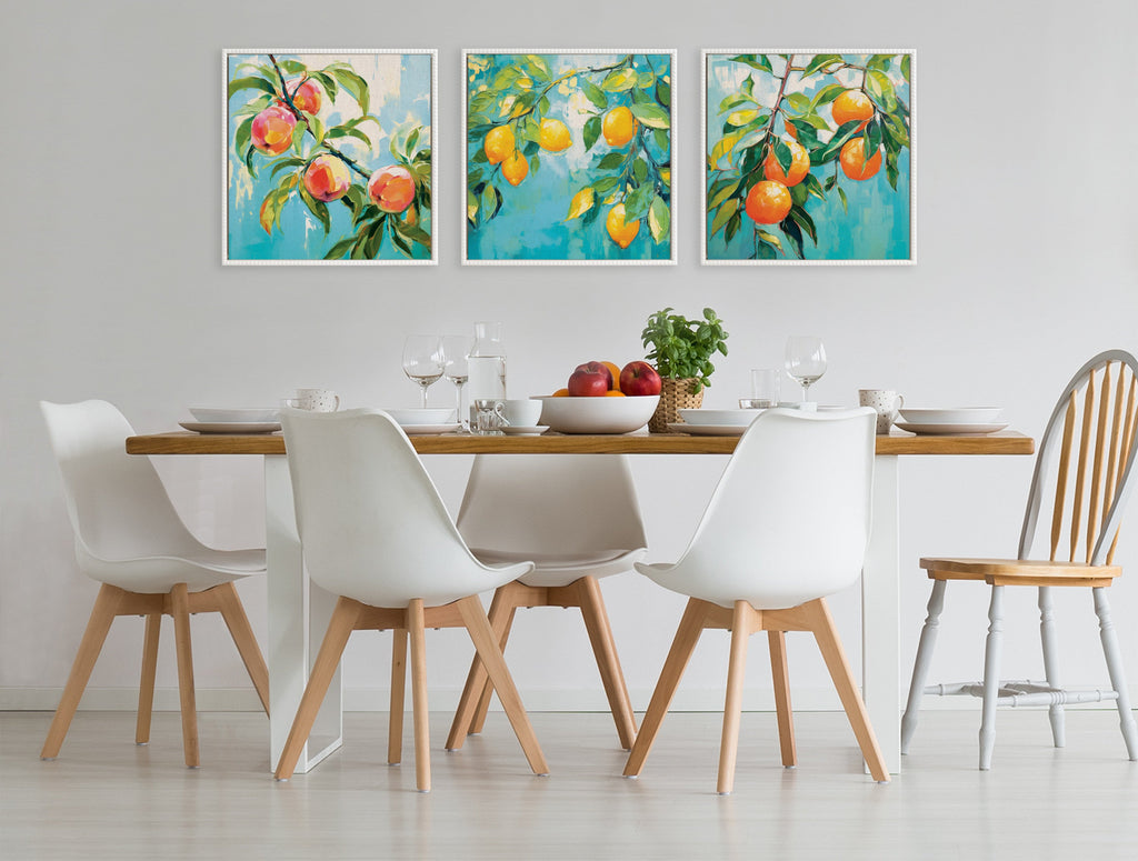 Sylvie Beaded Orange Tree Framed Canvas by The Creative Bunch Studio