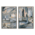 Sylvie Harbor Nights Set No 1 and Harbor Nights Set No 2 Framed Canvas Set of 2 by Leah Nadeau