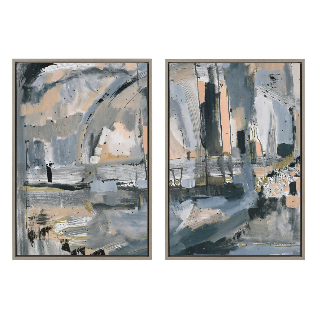 Sylvie Harbor Nights Set No 1 and Harbor Nights Set No 2 Framed Canvas Set of 2 by Leah Nadeau