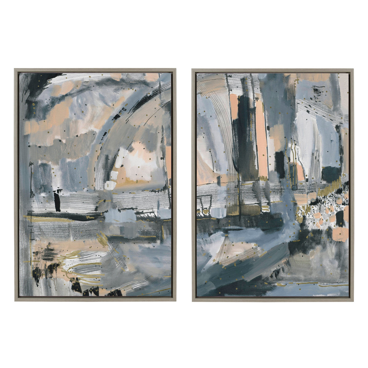 Sylvie Harbor Nights Set No 1 and Harbor Nights Set No 2 Framed Canvas Set of 2 by Leah Nadeau
