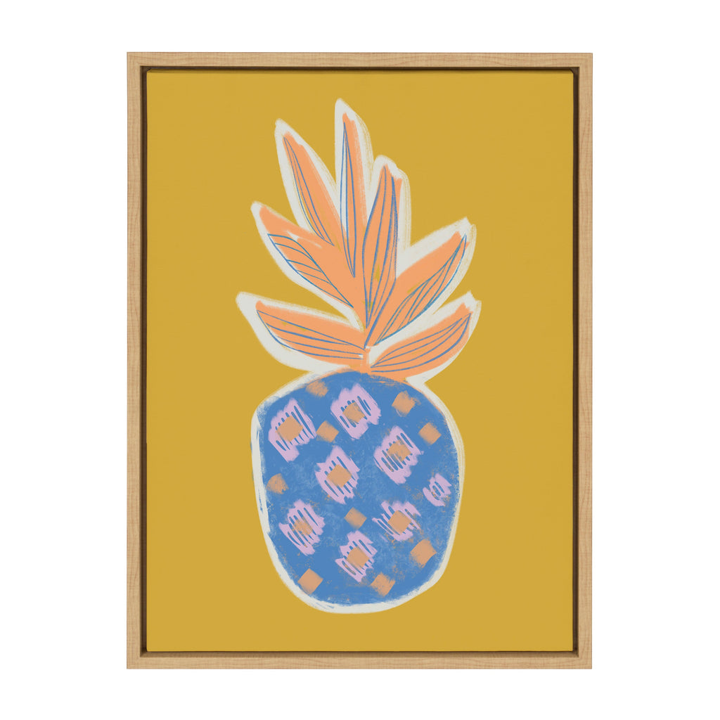 Sylvie Blue Pineapple Framed Canvas by Kasey Free