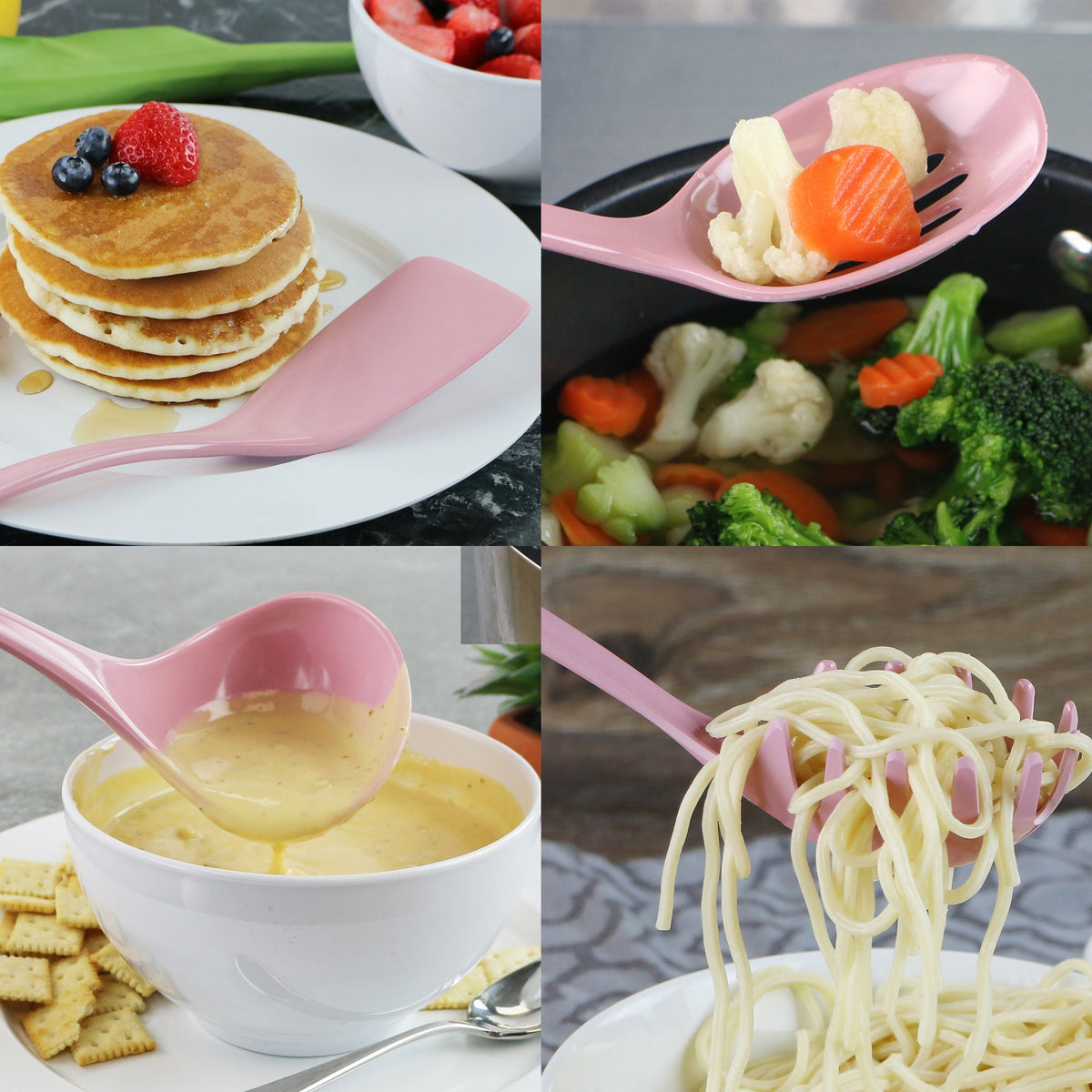 6-Piece Kitchen Utensil Set with Holder, Pink