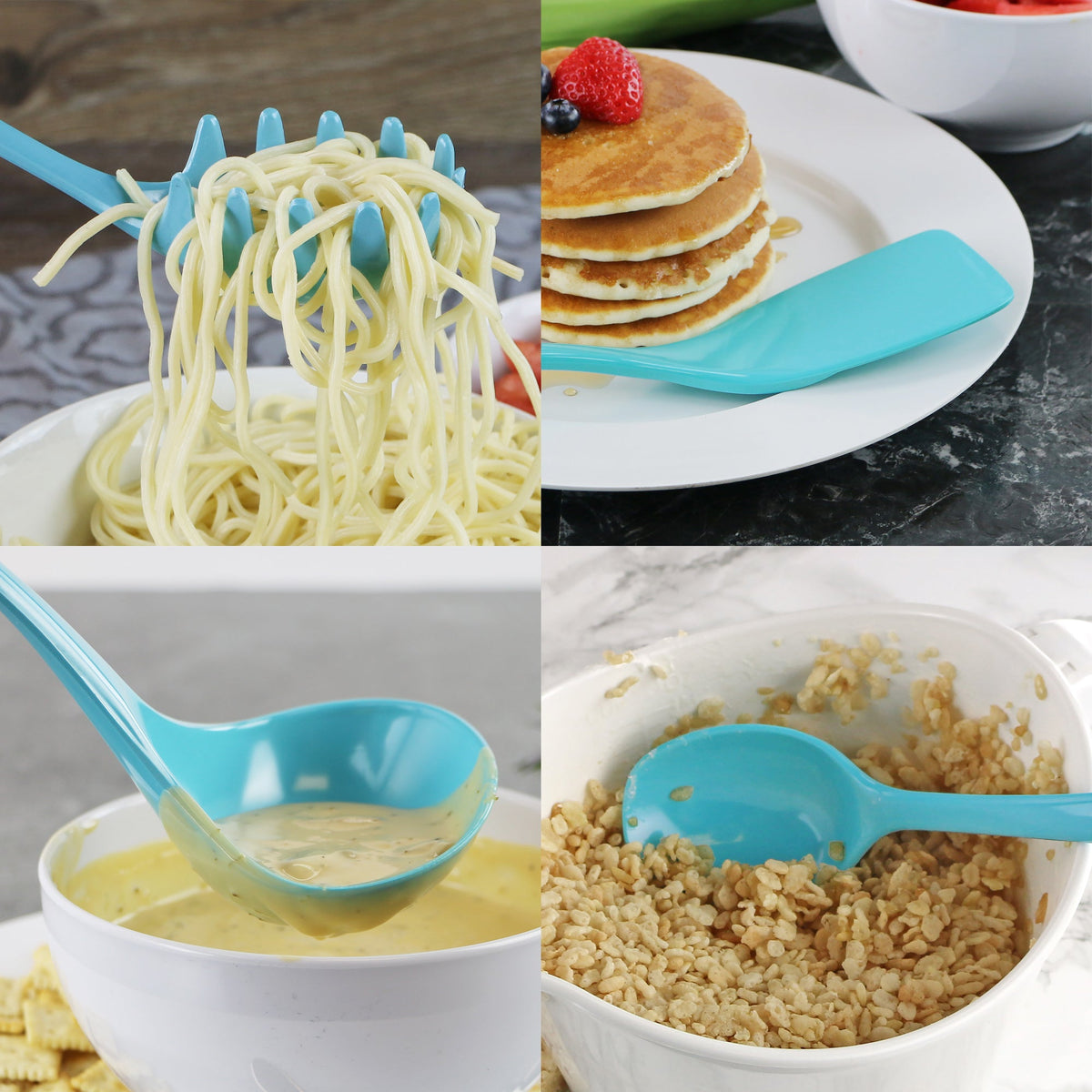 6-Piece Kitchen Utensil Set with Holder, Turquoise