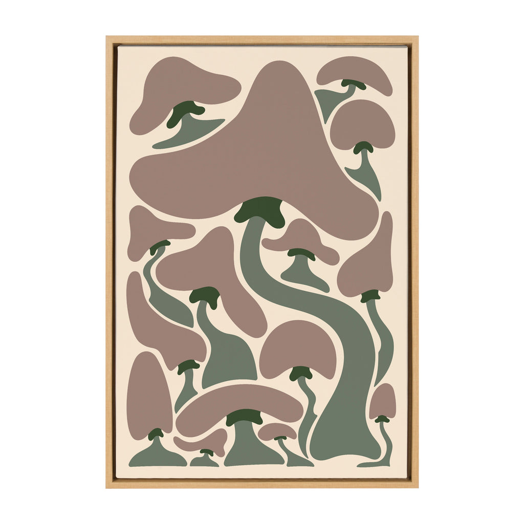Sylvie Groovy Mushrooms 1 Framed Canvas by Carrie Cantwell