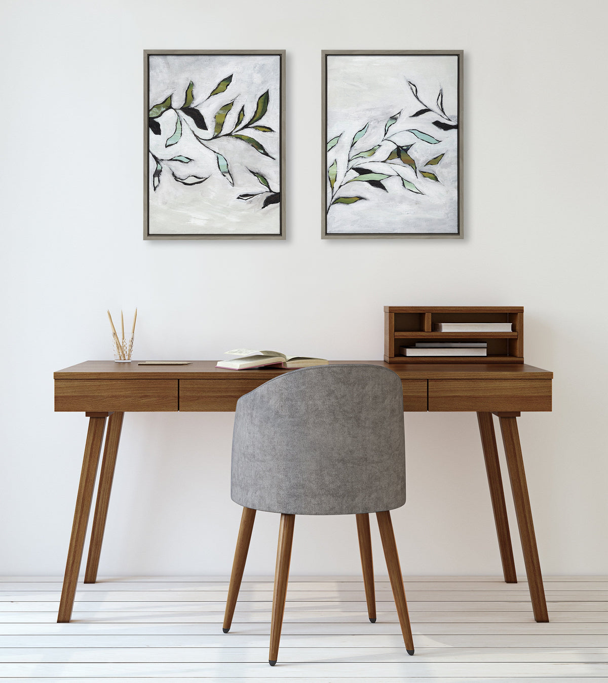 Sylvie Branch I and II Framed Canvas Art Set of 2 by Nikita Jariwala