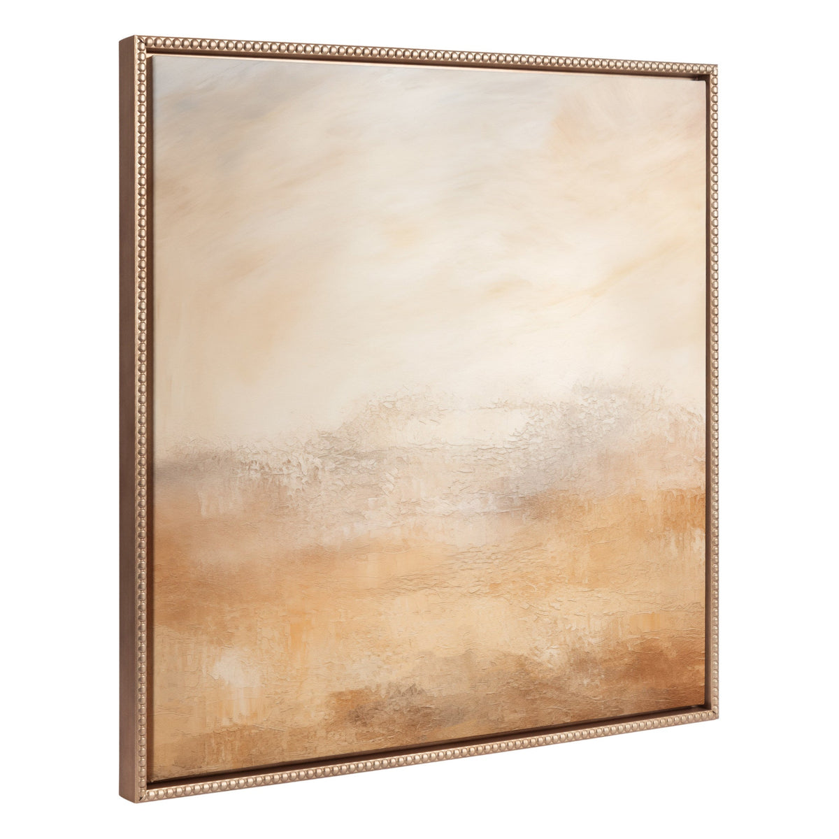 Sylvie Beaded Tonal Abstract Earthy Warm Framed Canvas by The Creative Bunch Studio