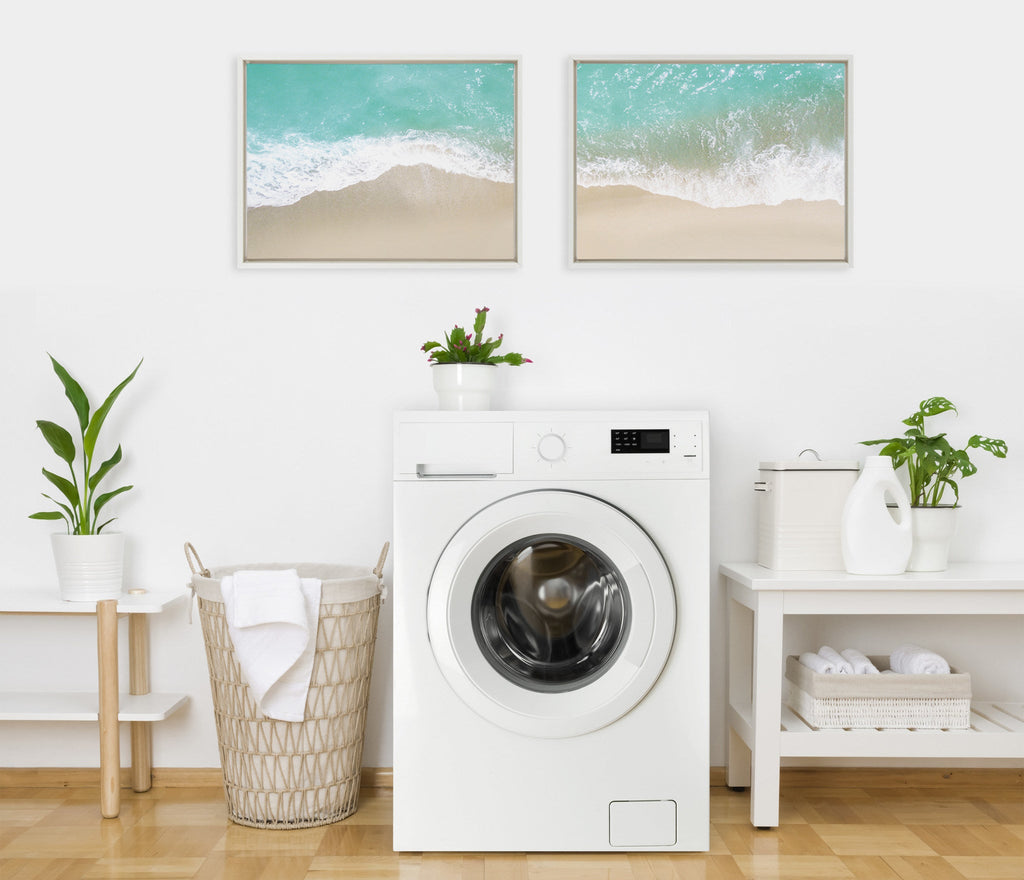 Sylvie Ocean Beach Fantasy Left and Right Framed Canvas Set of 2 by The Creative Bunch Studio