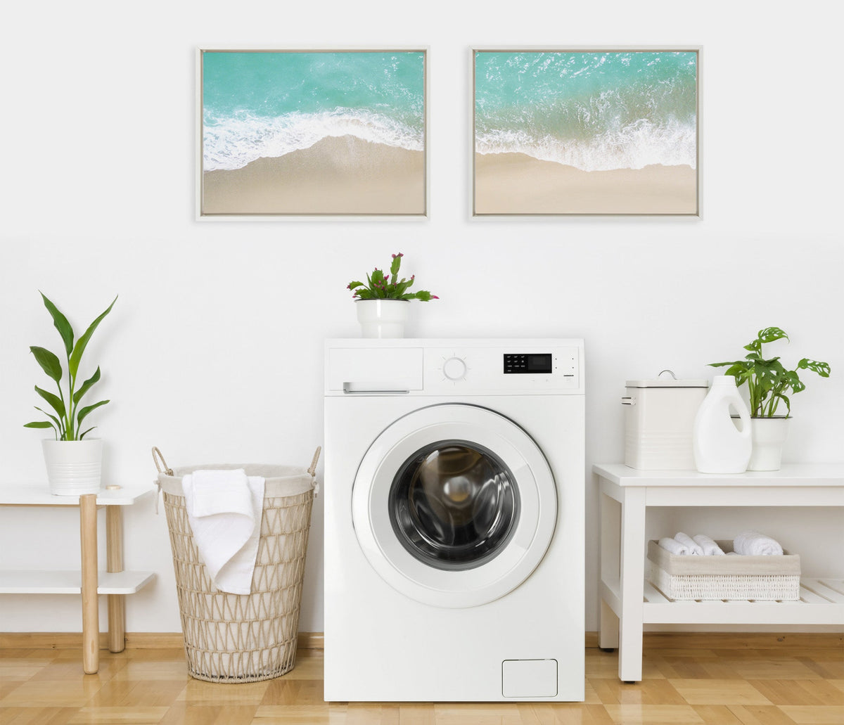 Sylvie Ocean Beach Fantasy Left and Right Framed Canvas Set of 2 by The Creative Bunch Studio