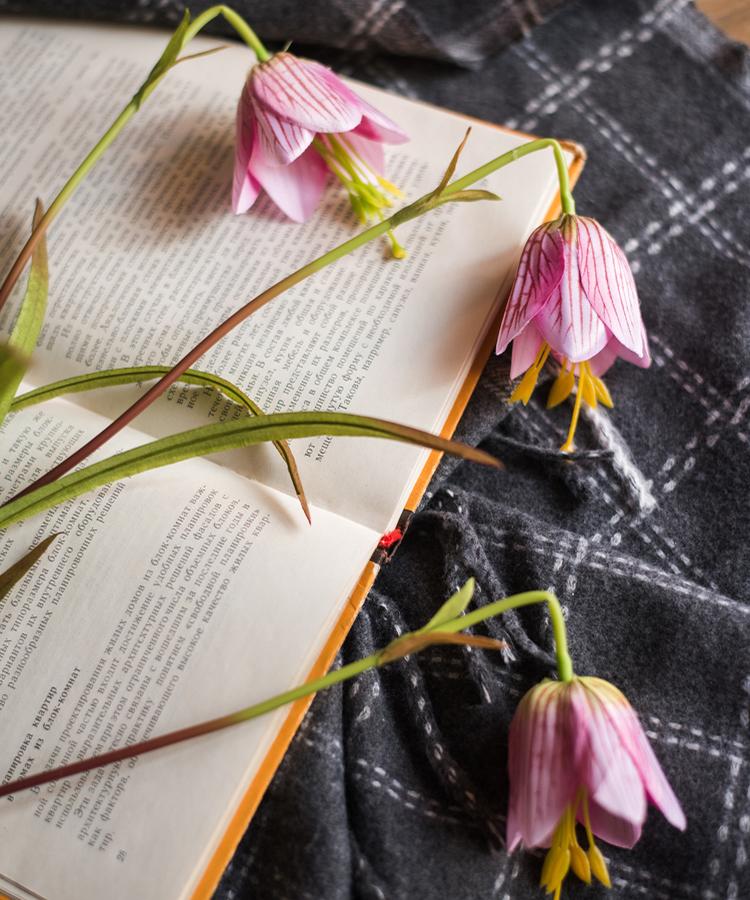 Artificial Silk-Look Fritillaries Lily Flower Stem in Pink or Purple 26" Tall