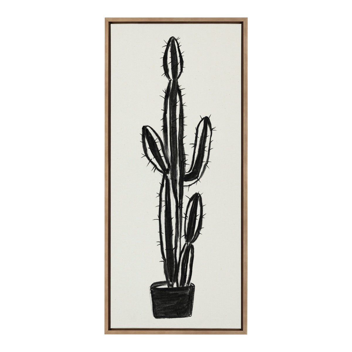 Sylvie 664 Cactus In Pot BW Framed Canvas by Teju Reval of SnazzyHues