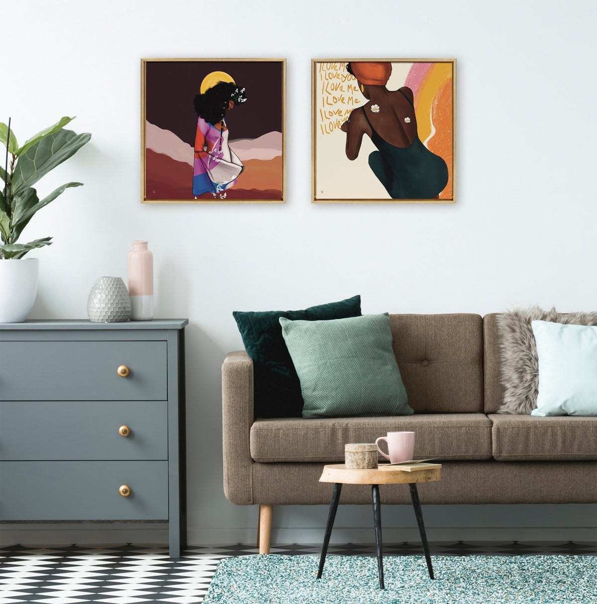 Sylvie I Love Me I Love You Framed Canvas by Mary Joak