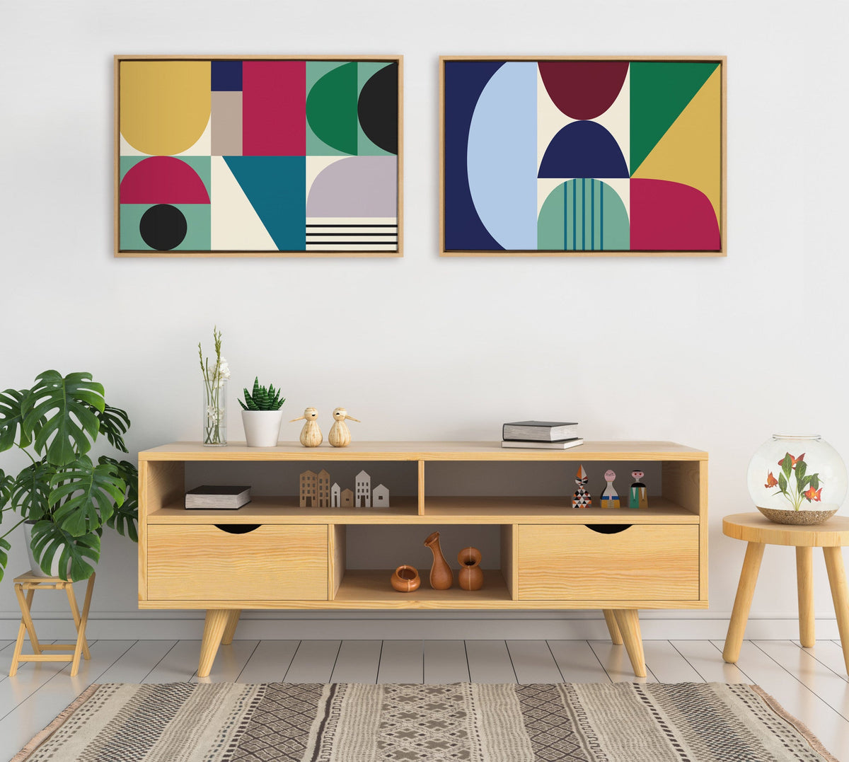Sylvie MCM Pattern 10 and 11 Framed Canvas Set of 2 by Rachel Lee of My Dream Wall