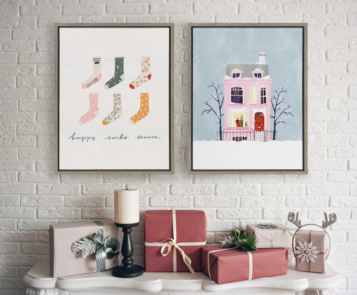 Sylvie Happy Sock Season Framed Canvas By Maja Tomljanovic