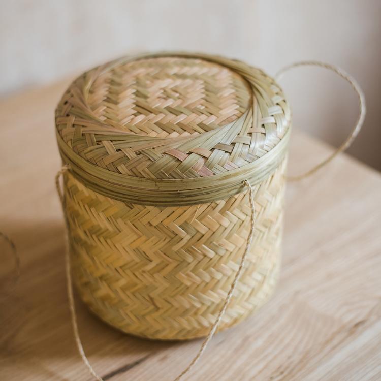 Southeast Asia Round Bamboo Tea Storage Box