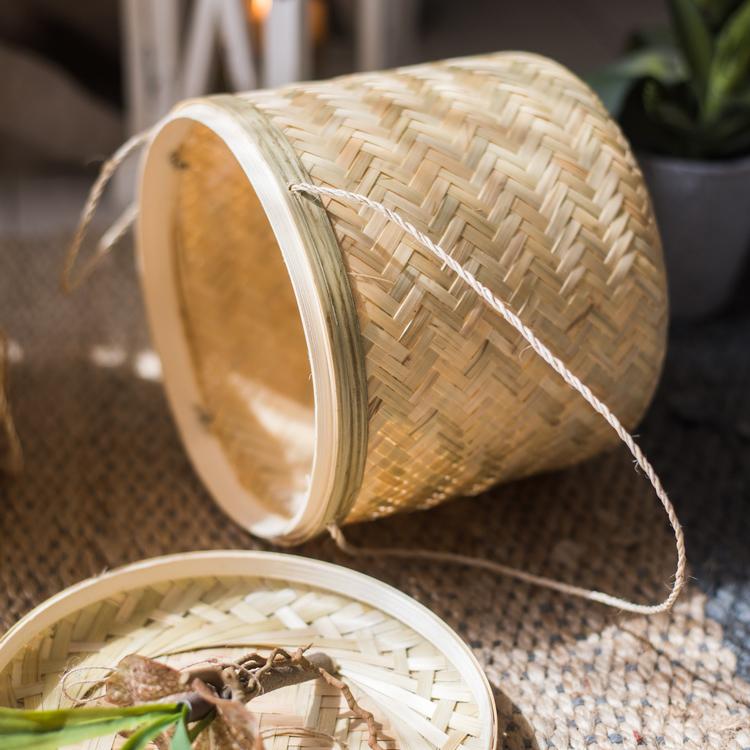 Southeast Asia Round Bamboo Tea Storage Box